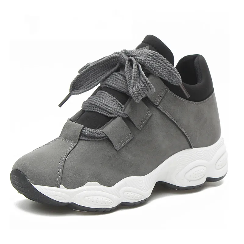 

Autumn Winter Platform Sneakers Women Pig Suede Comfortable Casual Shoes Woman Korean Fashion Zapatos De Mujer Gray Black