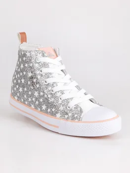 

High top sneakers lace up with glitter