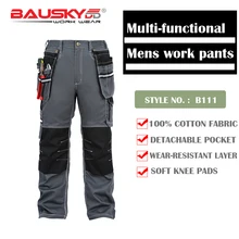 Bauskydd мужская прочная рабочая одежда мульти-карманные брюки с наколенниками для безопасности работы хлопковые брюки рабочие