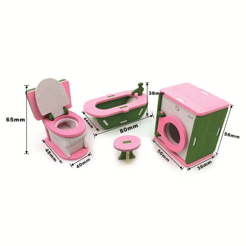 AINY-1set الطفل دمية خشبية الأثاث دمى منزل مصغرة لعب الأطفال اللعب هدايا #5