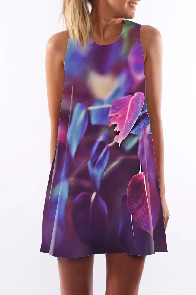 2018 Summer Dress Women Floral Print Polyester Dress Sleeveless Boho Style Short Beach Dress Sundress Casual Shift Dresses (11)