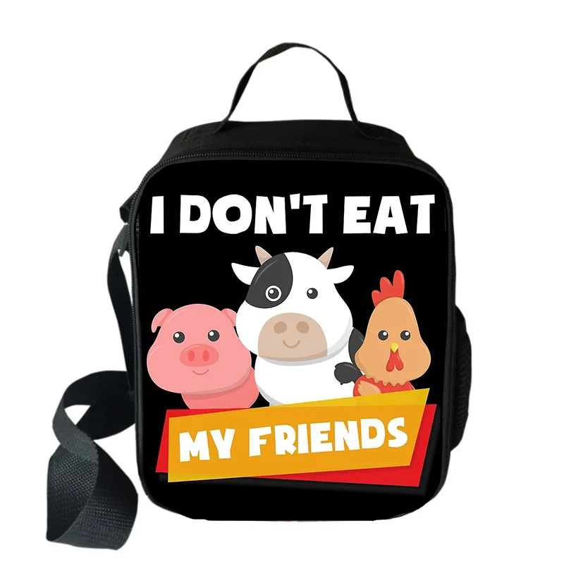 

I Don't Eat My Friends Lunch Bags for Women Student Food Storage Box Go Vegan Thermal Insulated Picnic Bags Small Kids loncheras