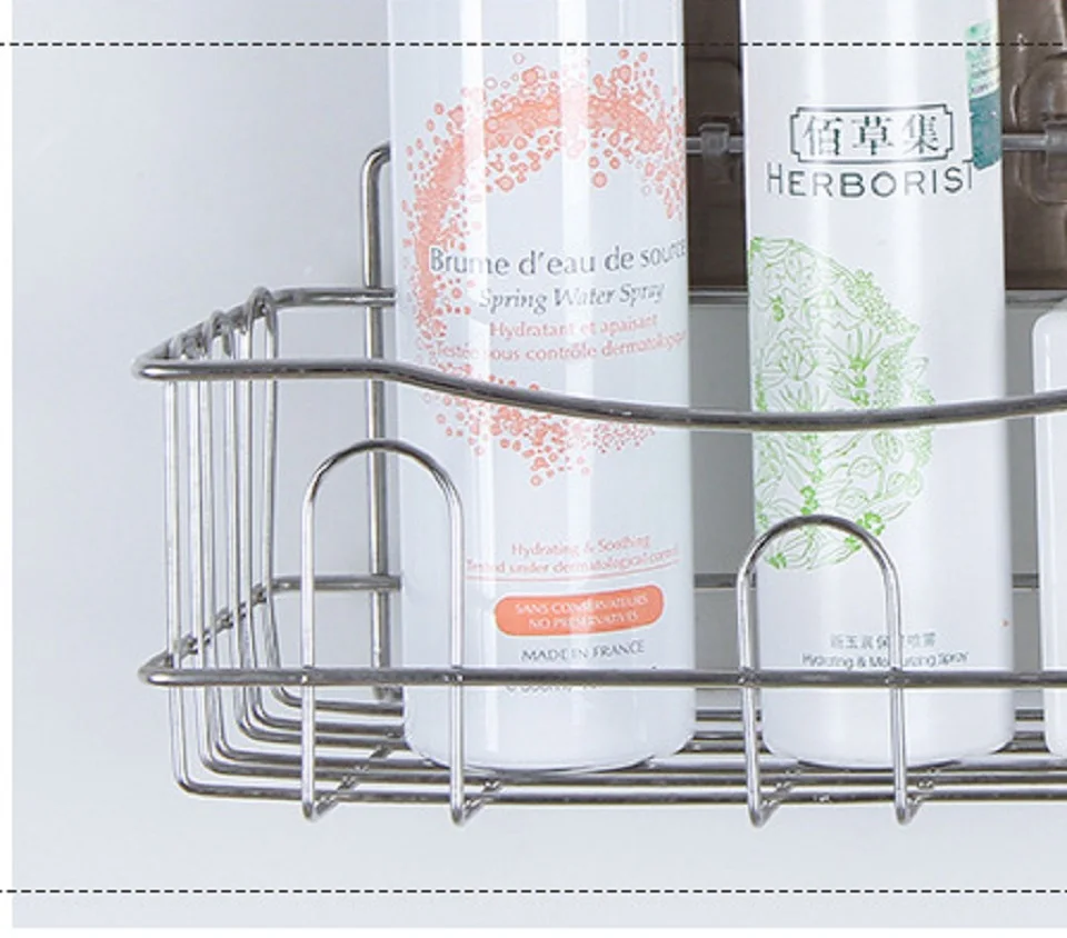 سلة تخزين غير قابل للصدأ دش لاصق الفولاذ الصلب أشتات رف جل للاستحمام حامل المنظم الحمام المطبخ جدار شنت