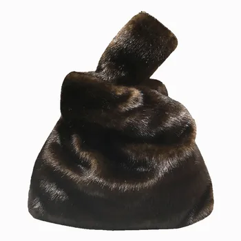 

High-grade Winter Women Soft Real Fur Handbags Downy Hand Bag Party Bags Casual Mink Hair Handbag Fashion Show Bag Totes