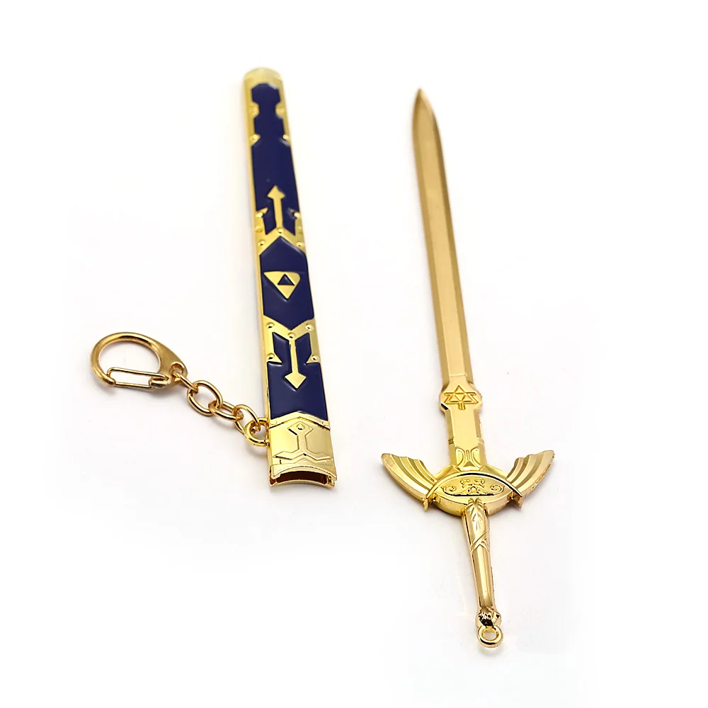 

Julies The Legend of Zelda Breath of the Wild Keychain Gold Metal Key Ring Sword Toy Scabbard Chaveiro Men Jewelry JJ12989