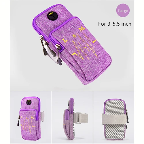 Повязка на руку для Iphone X 8 7 Plus чехол держатель для мобильного телефона для телефона на руку Tiske спортивный чехол для телефона универсальный для 3,5-6,7 дюймов - Цвет: Purple- Large