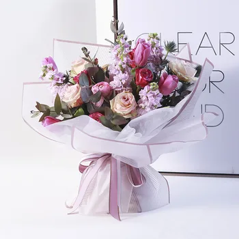 

Striped Waterproof Flower Wrapping Paper Korean Florist Bouquet Supplies Gift Packaging Material 20 Sheets 60*60 cm