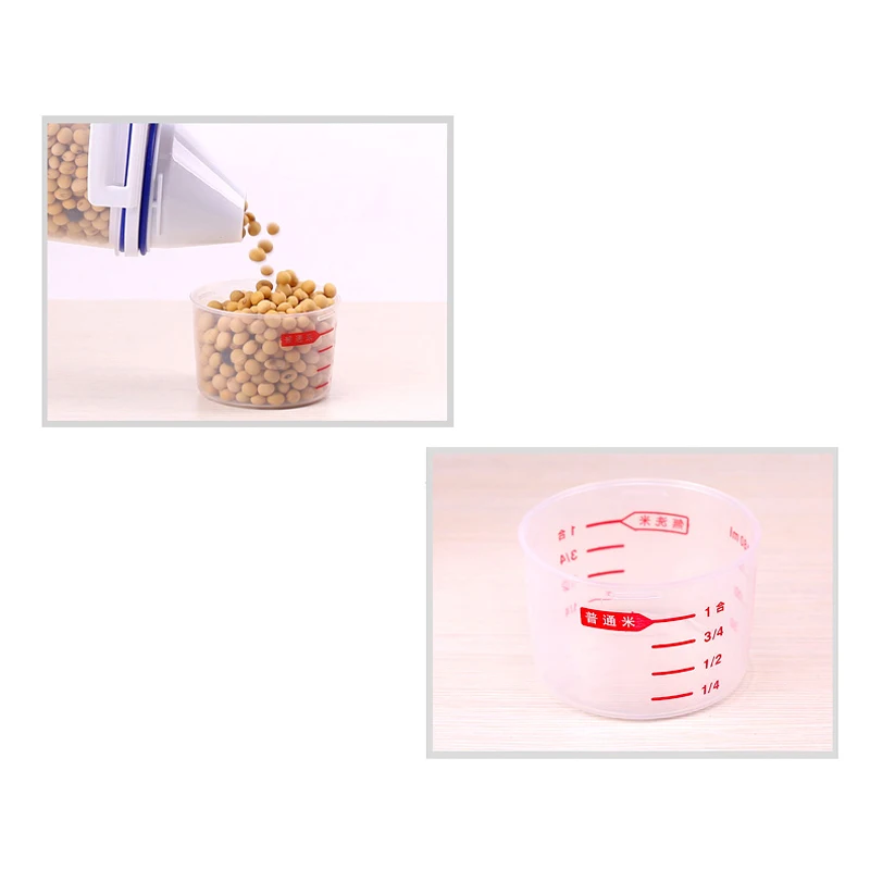 Lager Capacity 2.3L Kitchen Storage Container Rice Holder Box Cereal Bean Container Sealed Box with Measuring Cup Spice Jar