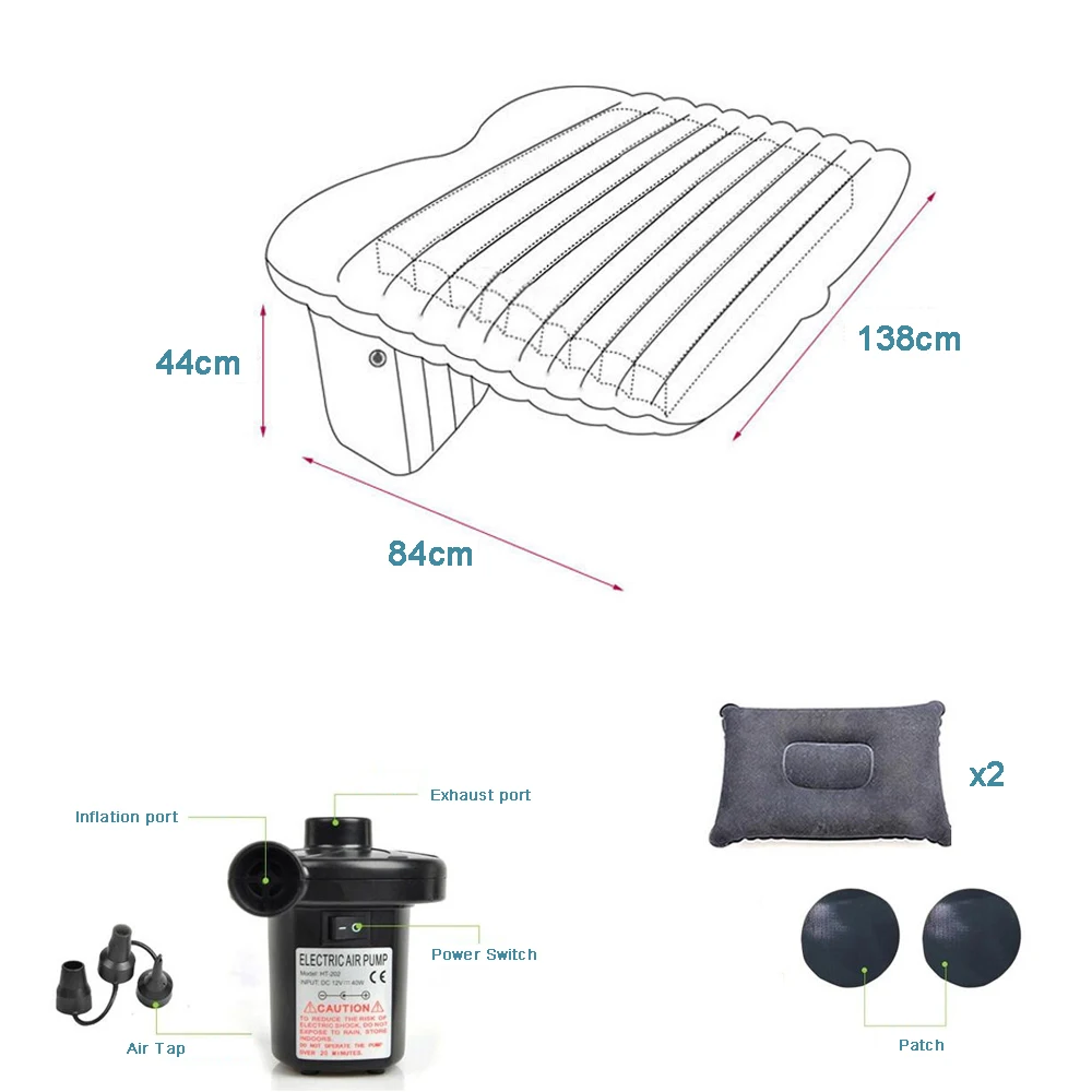 سيارة عودة مقعد سرير قابل للنفخ PVC نفخ سرير سفر PVC Airbed فراش للتخييم