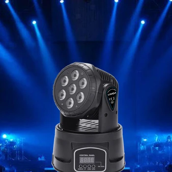 

Lixada 7LED 105W RGBW 9/14 Channel DMX512 Mini Rotating Head Moving Stage Light Effect Lamp for Indoor Disco KTV Club Party