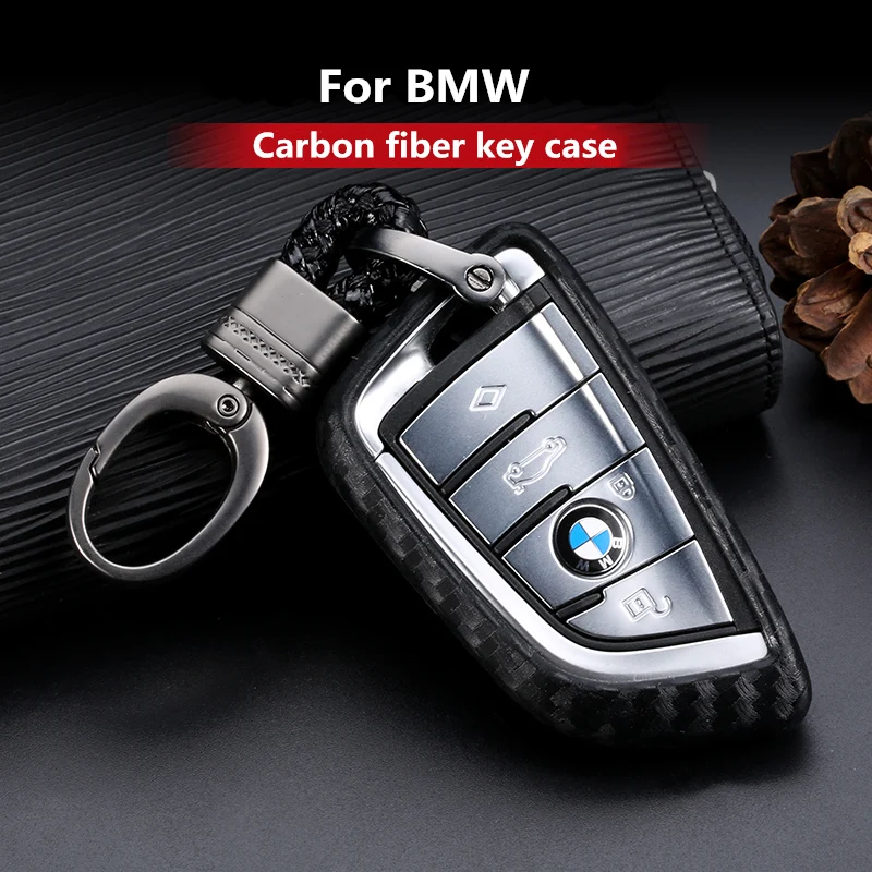 

2019 New Carbon Fiber Silica gel Key Cover Case For BMW X1 X3 X4 X5 X6 F15 1 2 5 7 Series 218i F48 540 740 2016 keychain keyring