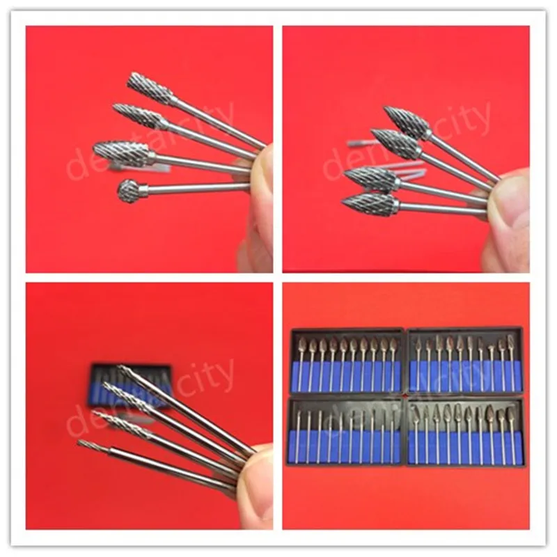 

10Pcs/ box Dental Burs Drills Nitrate Tungsten Steel Material 2.35mm & Dental Lab Titanium Nitrate Carbide Burs polishing Tools