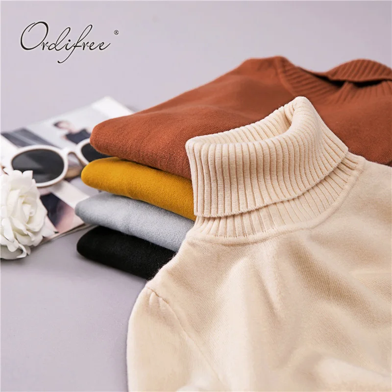 Ordifre 2018 Autumn Winter Jumper Women Sweaters and Pullovers Long Sleeve White Slim Turtleneck Knitted Sweater Pull Femme Ordifre 2018 Autumn Winter Jumper Women Sweaters and Pullovers Long Sleeve White Slim Turtleneck Knitted Sweater Pull Femme