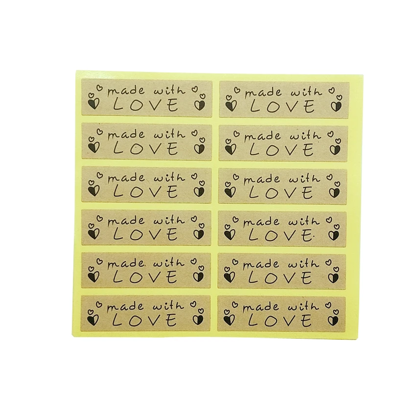 

120 Pcs/lot Vintage Kraft paper stickers Handmade With Love Sticker Label DIY Hand Made For Gift Cake Baking Sealing Sticker