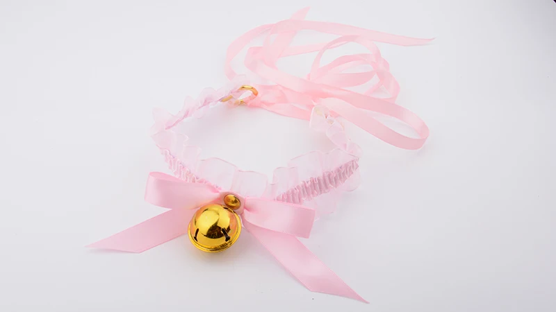 Cute Harajuku Girl Handmade Lace Up Bell Choker Silver Gold Coloured Bell Hanging Jingle Collar Kawaii Lolita Bow Ribbon Choker 8