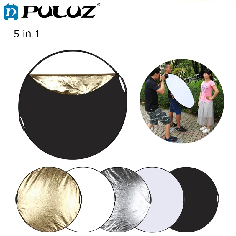 

PULUZ Reflector Board 110cm 5 in 1 Silver/Translucent/Gold/White/Black Folding Photo Studio