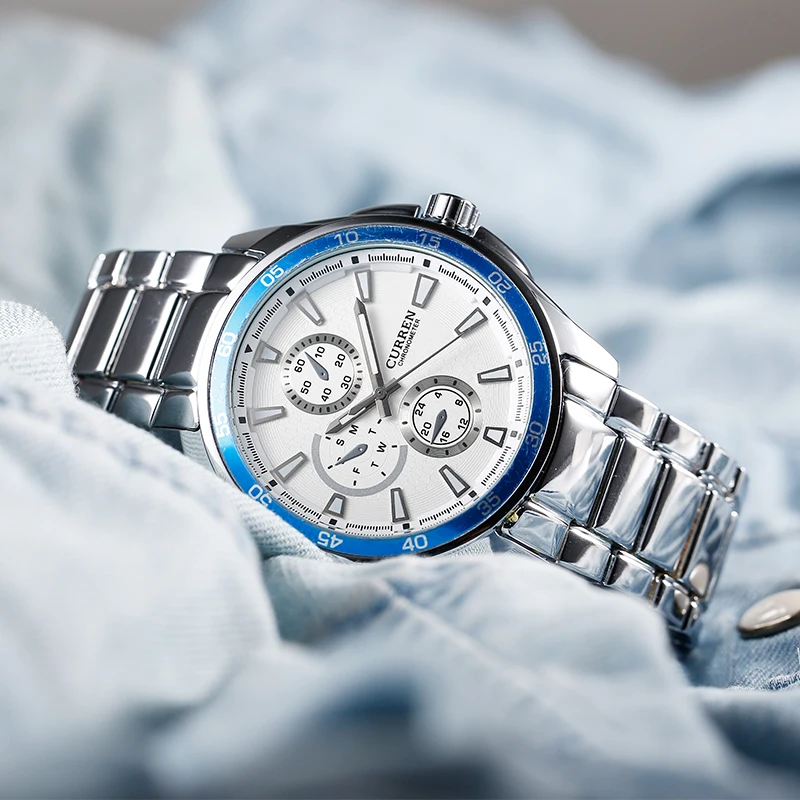 CURREN 8076 Casual Cronometro Orologio Al Quarzo con Quadrante  Rotondo/Embedded Quadranti/Striscia Bilancia Blu|steel claw|clock  jewelrysteel sieve - AliExpress