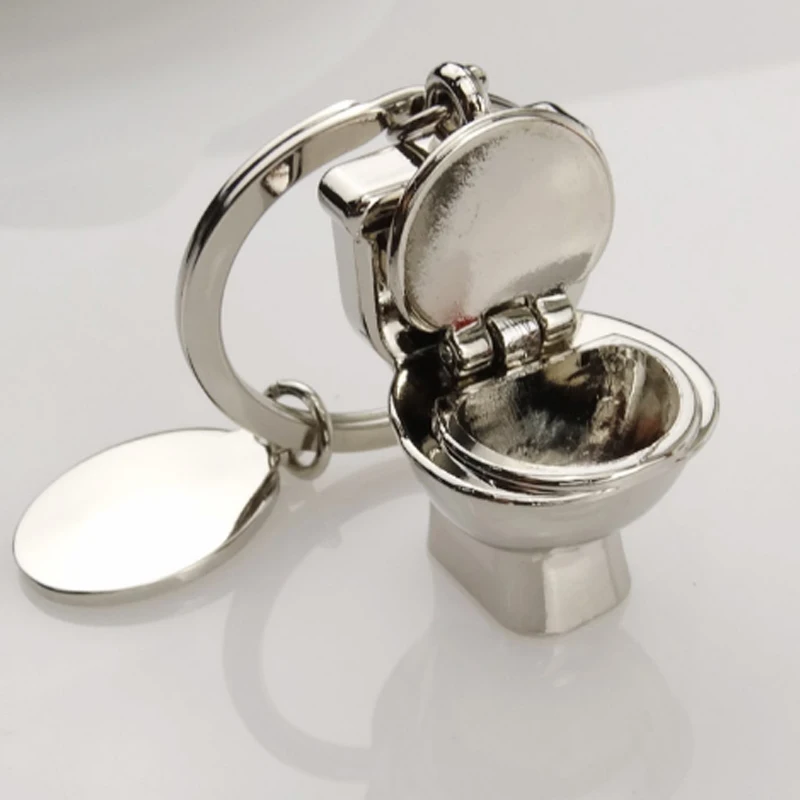 Ualgl moda metal Colgantes lindo divertido closestool estilo llavero para las mujeres bolso Accesorios car keyring llavero