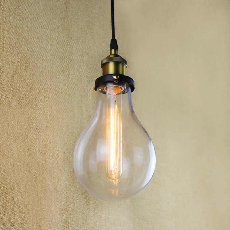 Us 34 0 25 Off E27 14cm Vintage Industrial Ceiling Lamp Shade Glass Pendant Lights The Light Bulb Shape Glass Lamps In Pendant Lights From Lights