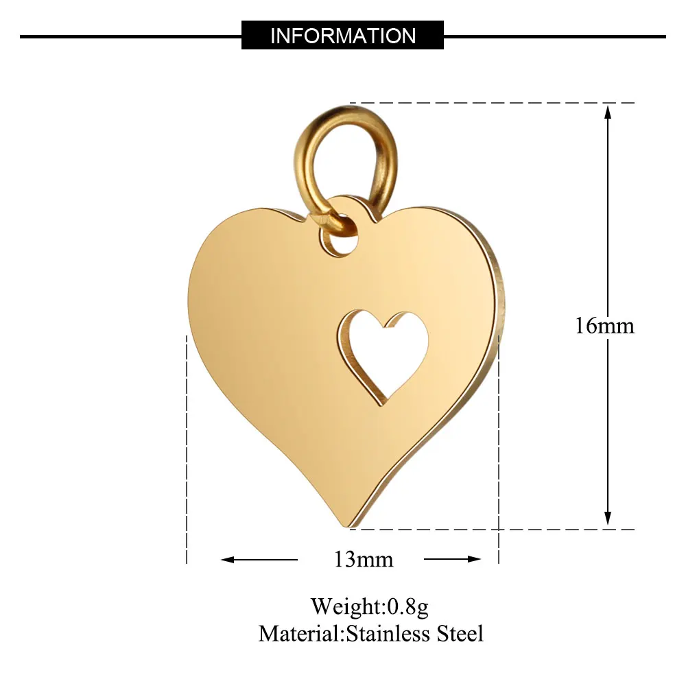 5 шт./лот, 316L, нержавеющая сталь, сердце, подвески, сталь, ручная работа, любовь, тег, сделай сам, ювелирные изделия, поиск, принадлежности, ожерелье, подвеска - Окраска металла: T457G