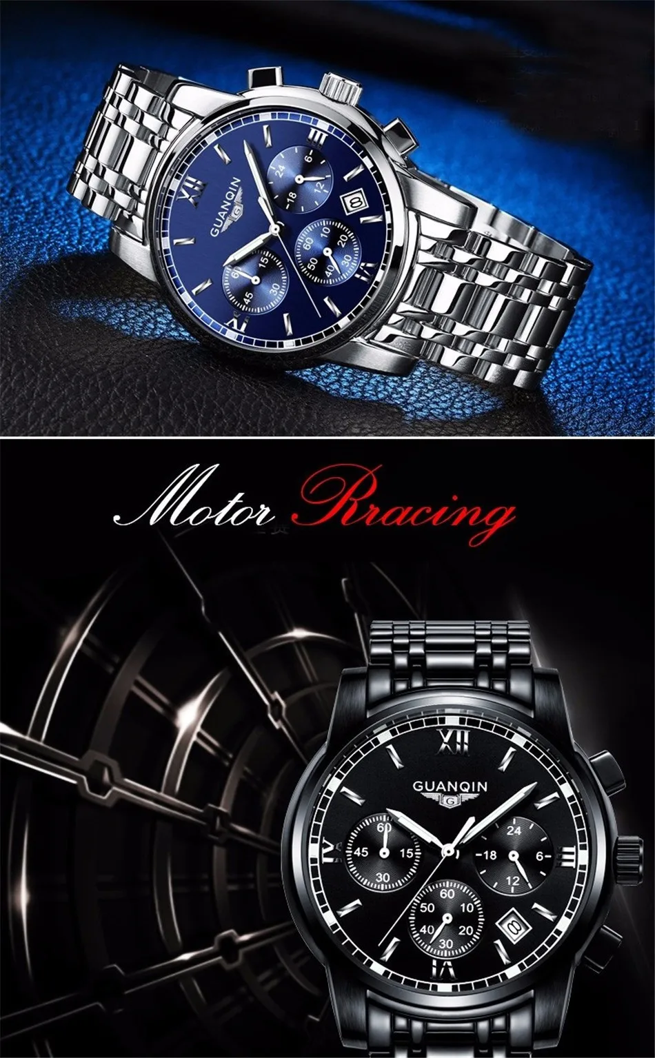 NEW GUANQIN Watch Men Quartz Watch Relogio Masculino Business Top Brand Chronograph Luminous Date Clock Men's Casual Wristwatch (2)