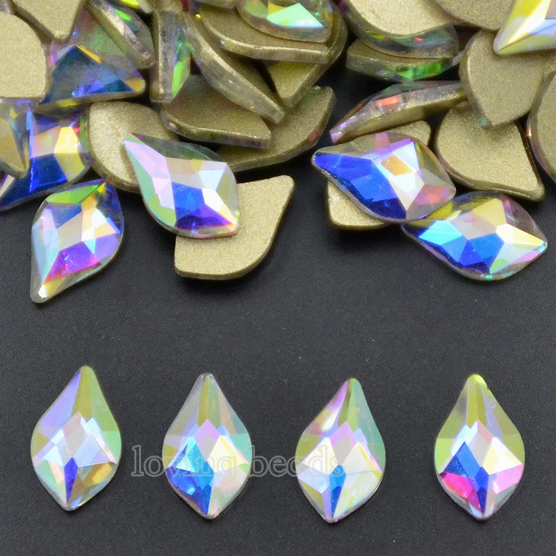 

200PCS/Pack 40 6x10mm Flame Drop Clear AB No Hotfix Rhinestones Multi Shape Crystal Glass 3D Nail Art Gllitter Beads Top