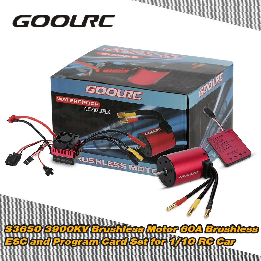 

Original GoolRC S3650 3900KV Sensorless Brushless Motor 60A Brushless ESC and Program Card Combo Set for 1/10 RC Car Truck