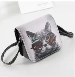 

Free shipping Kristi 2018 new PU shoulder bag The new small package printing spray cat lady Single Shoulder Bag Messenger packet