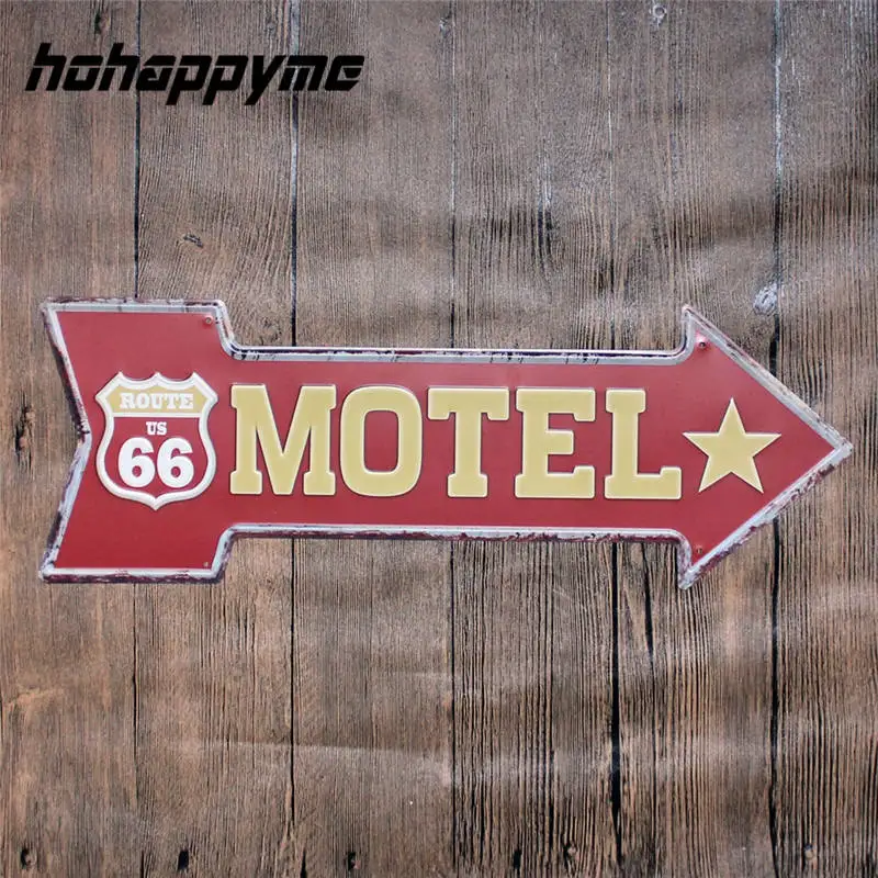 Винтажные металлические жестяные плакаты Motel со стрелками для кофе украшение