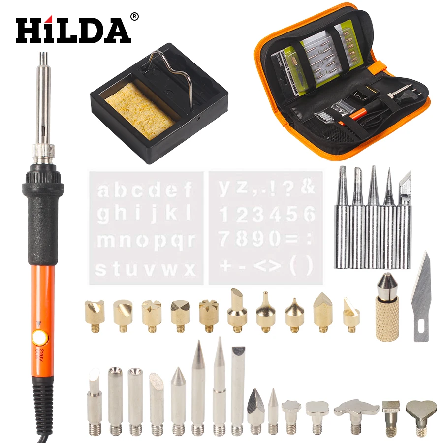 

HILDA Electric Soldering Iron With 32pcs Iron Tip and Tweezer Adjustable Temperature Solder Station Stand Solder Wire Tool Kit