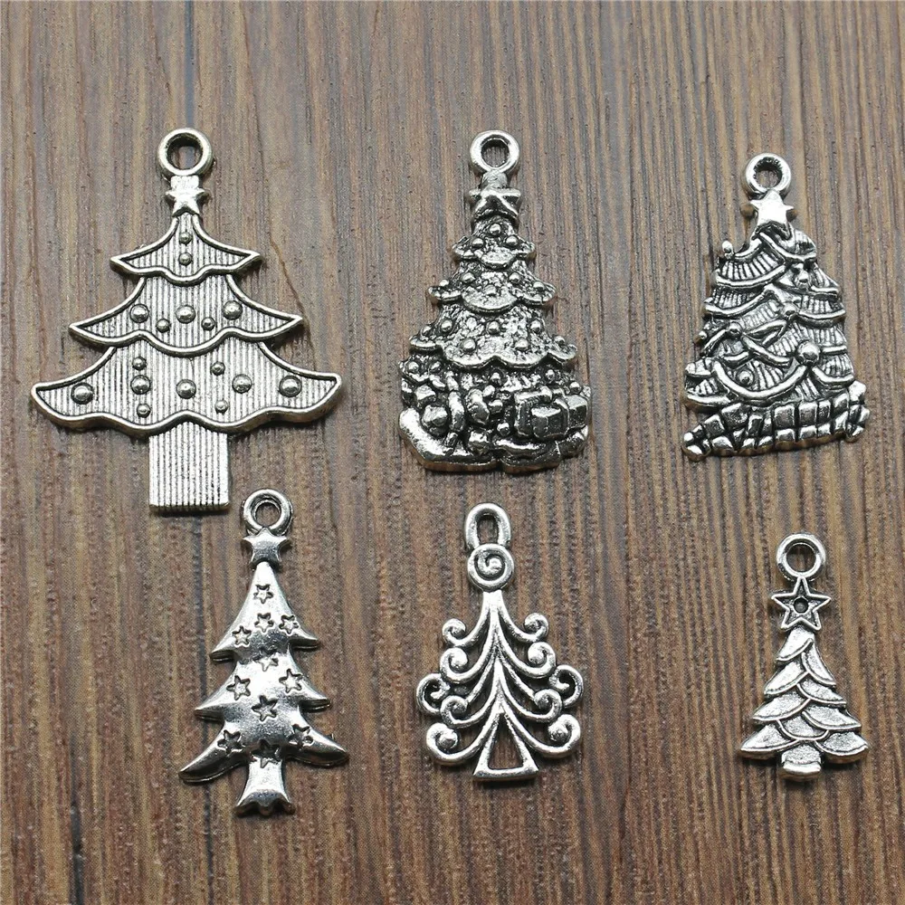 

10pcs/lot Charms Christmas Tree Antique Silver Color Christmas Tree Pendant Charms Pine Tree Charms For Jewelry Making