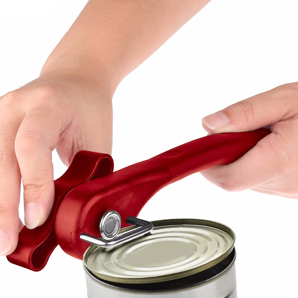 1Pcs Red Smooth Edge Can Opener Professional Effortless Manual Handy