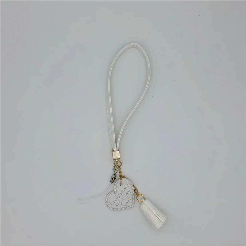 Fashion Tassel Hot Pop Lanyard Charm Mobile Phone Pendant PU Leather Love Camera Strap For iPhone Decor Keys Accessories
