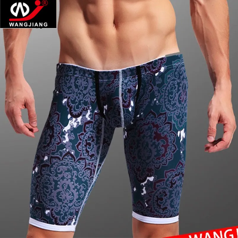 Cotton Underwear Men Long boxers printing underpants mid waist Mens home underwear male boxer 2pcslot