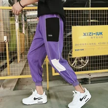 Летняя мужская мода хип-хоп стиль хит цвет Haren длиной до щиколотки брюки эластичная талия Свободные повседневные свободные брюки M-2XL