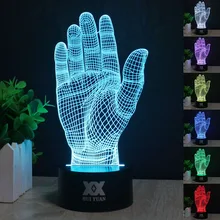 ХУЭЙ ЮАНЬ 7 изменение цвета Ладони Ночника 3D Bulbing легким Сердцем визуальный обман СВЕТОДИОДНАЯ лампа для детей игрушки Рождество подарки