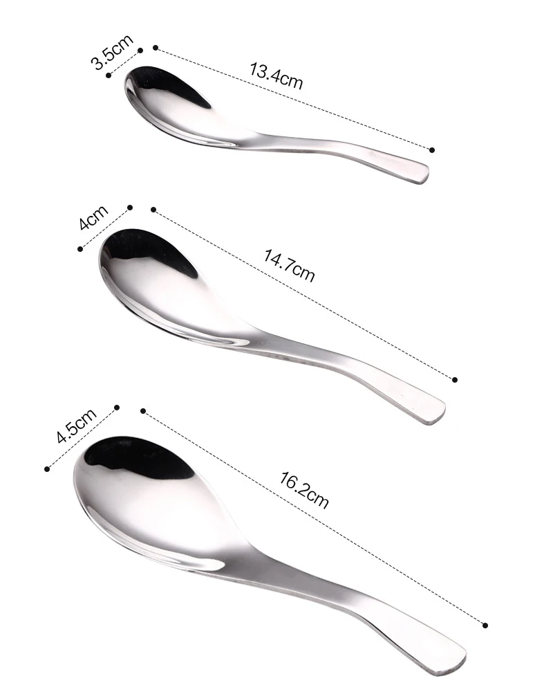 1pc Highly Quality 304 Stainless Steel Spoon 3 Sizes Large Rice Soup Spoon Kids Ice Cream Dessert Spoon Kitchen Dinner Tableware (6)