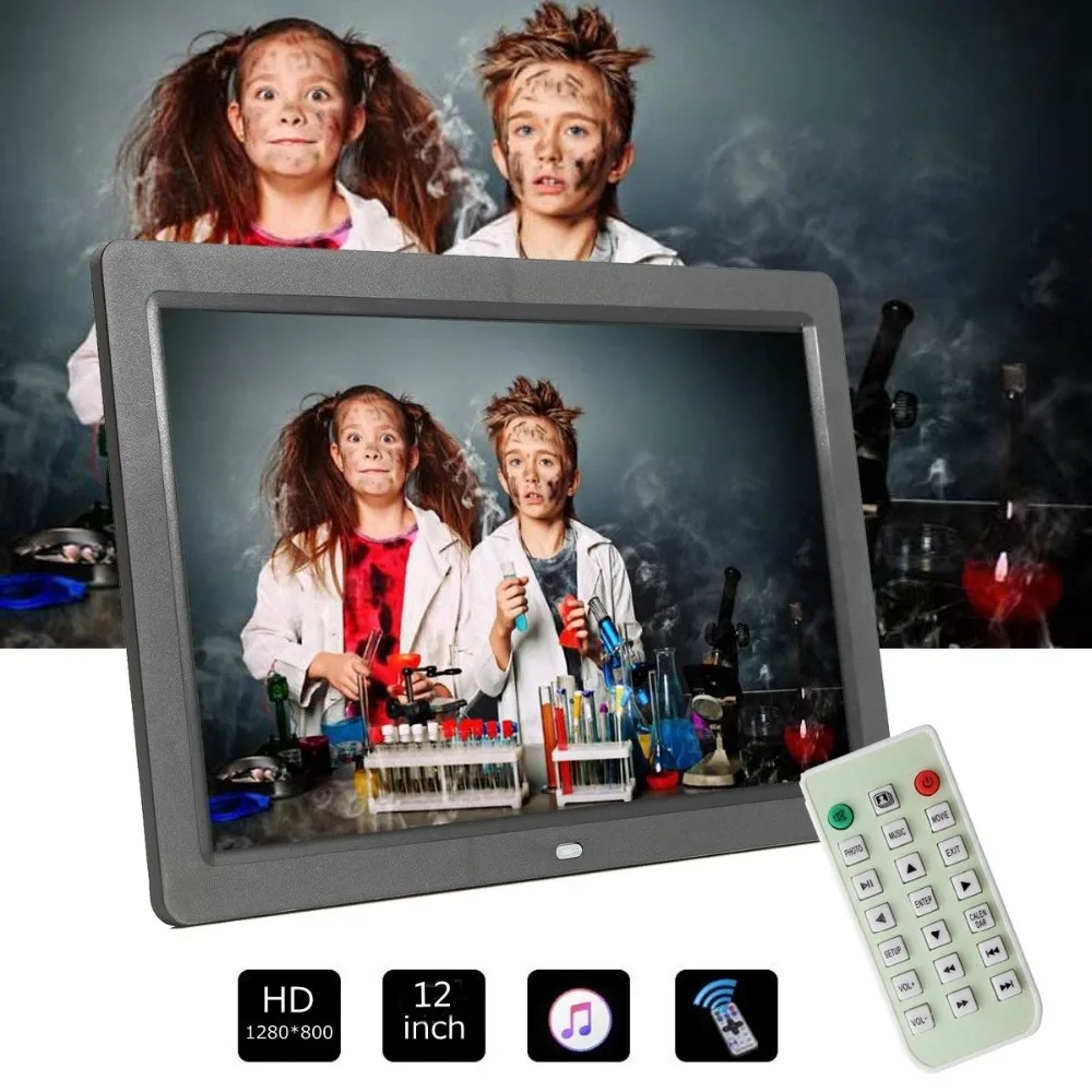 US $58.50 12 inch LED Display Multimedia Digital Photo Frame with HolderMusic Movie Player free shipping