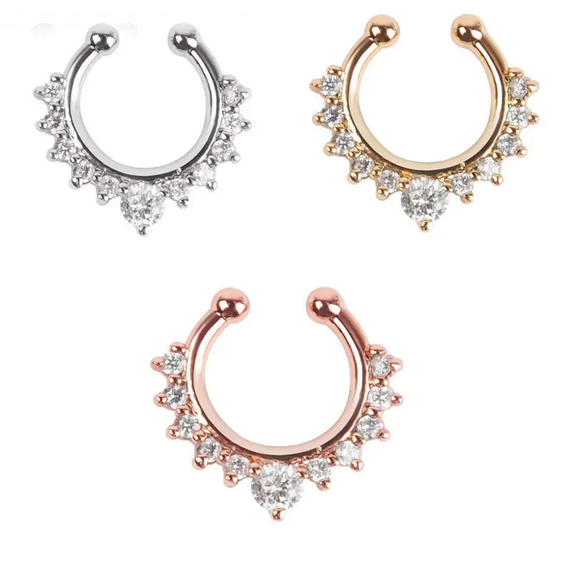2018 New Fashion Crystal Alloy Nasal Ring Septa Nasal Ring Perforation