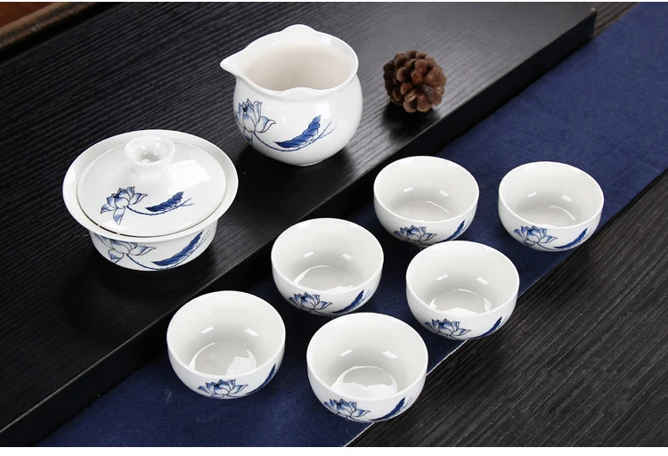 Чайный сервиз в китайском стиле с ручной росписью, чайный горшок gaiwan, чайный сервиз для путешествий, чайный сервиз, чайный набор кунг-фу