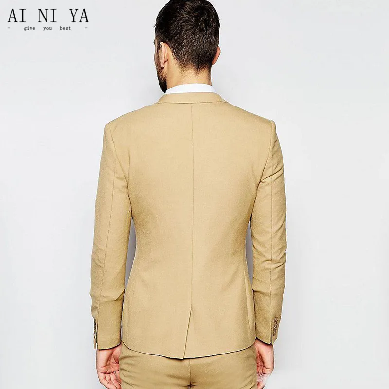 Golden Men Suit Slim Fit Tuxedos Custom Made New Fashion Formal Business Suit Men's suit custom size coat + pants + vest, tie Golden Men Suit Slim Fit Tuxedos Custom Made New Fashion Formal Business Suit Men's suit custom size coat + pants + vest, tie