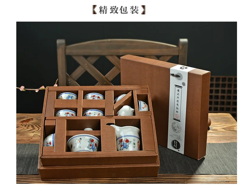 Цзиндэчжэнь Синь Шэн ручная роспись антикварная Ming Cheng Хуа курица ведро цвета цилиндр чашка чая набор кунг-фу керамическая подарки