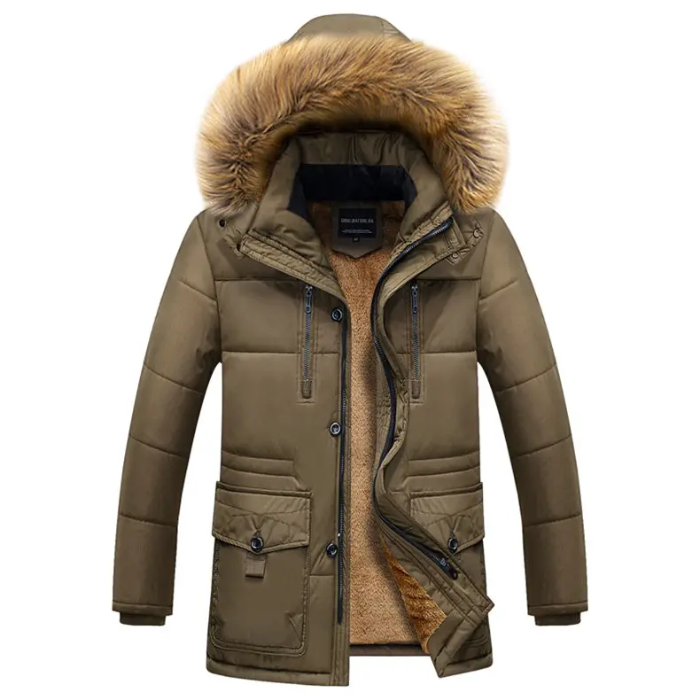 MuLS Winter Warm Fleece Men Jackets Wind Resistant Autumn Thick Fur Trim Hooded Jacket Coats Mens Cotton Padded 2019 New -20 'C 01