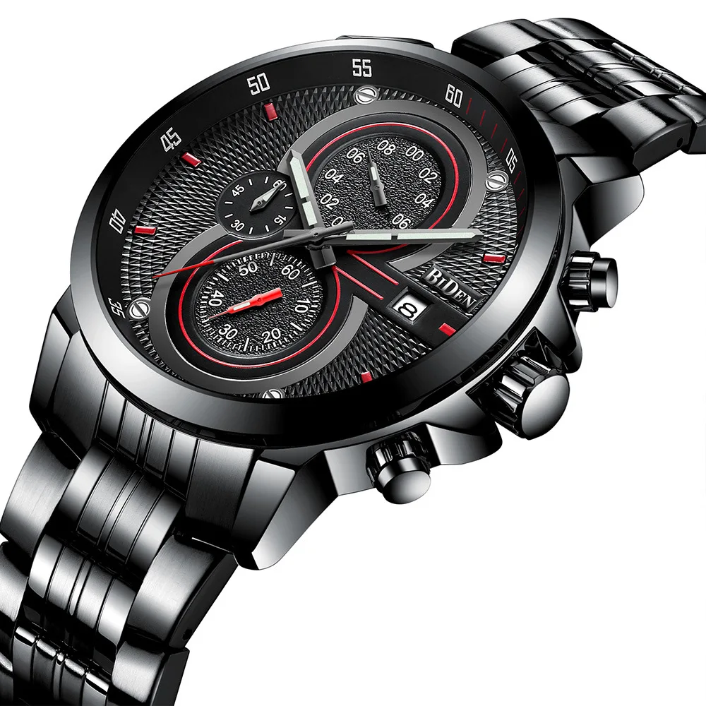 

business mens wristwatches stainless steel quartz man watches Multifunction waterproof calendar Biden brand Citizen movement