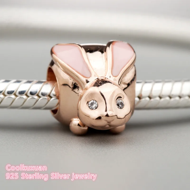 

new Spring 100% 925 Sterling Silver Cute Bunny Charm Beads Fit Original Brand Charms Bracelet jewelry