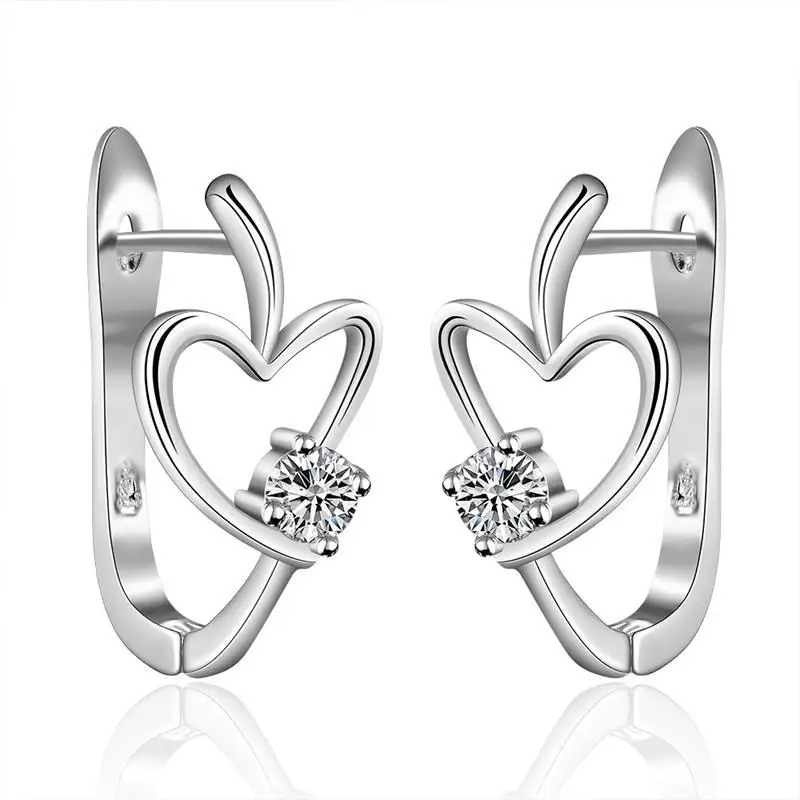 

, fashion cute nice silver color earrings noble luxury elegant women shiny crystal zircon hot selling Earring E603