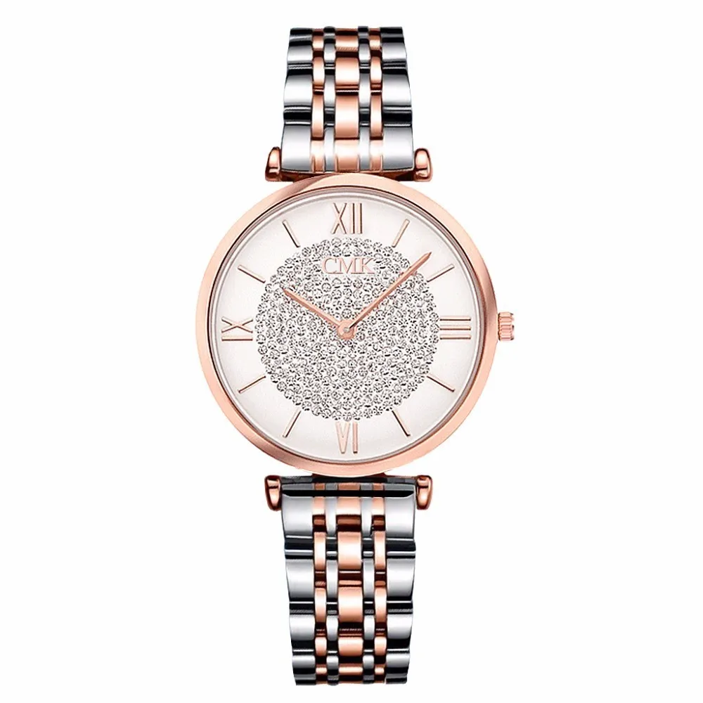 Женские часы под платье Топ бренд класса люкс кварцевые наручные часы с кристаллами для женщин полный стальной водонепроницаемый Motre Femme часы подарок для жены