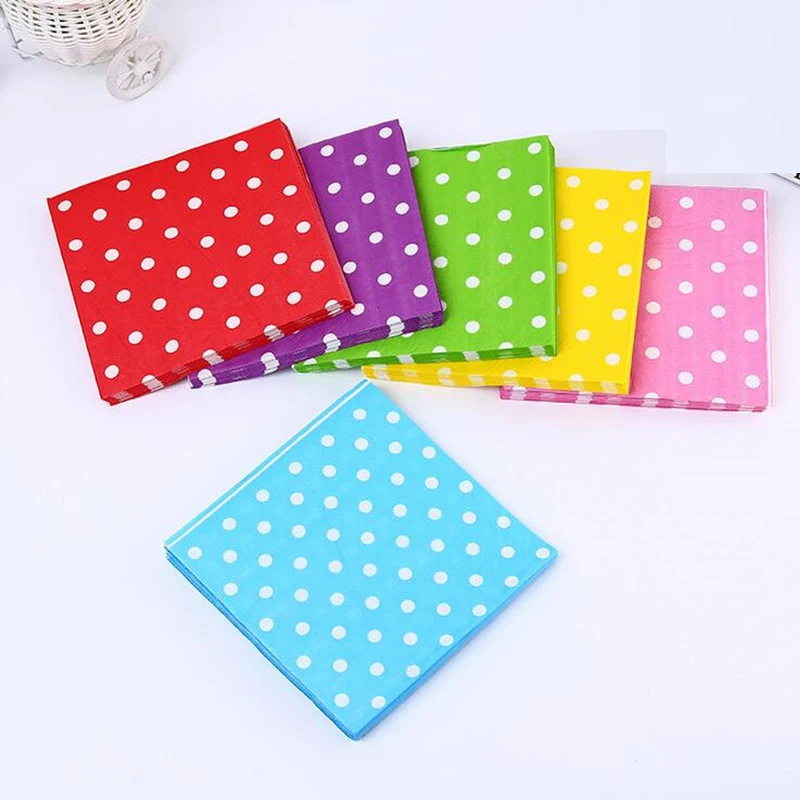 

Polka Dot Paper Napkins Eco-Friendly Disposable Double Layer Tissue Kids Event Birthday Party Decoration Birthday Halloween