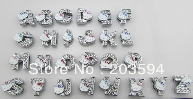 

130pcs 8mm A-Z Hello Kitty Slide letters Charm DIY Accessories fit pet collar