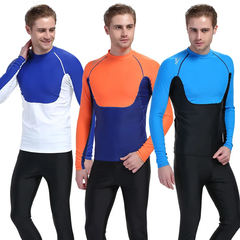 SBART 2016 new Rashguard Men Top Long Sleeve Swimsuit Lycra Surf Rash